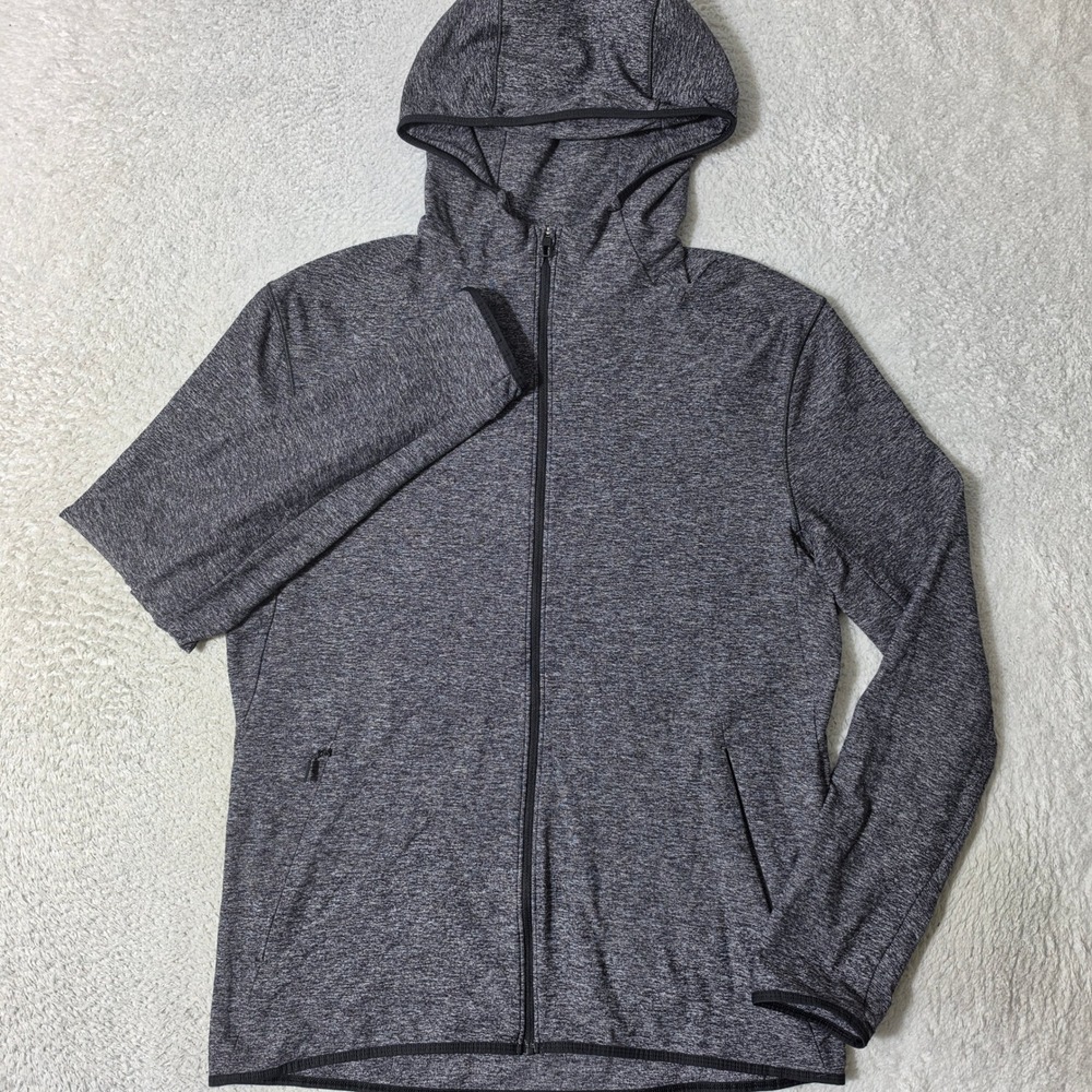Lululemon Surge Warm Full Zip Hoodie Mens Med Black Heathered L/S Style M3BSUS
